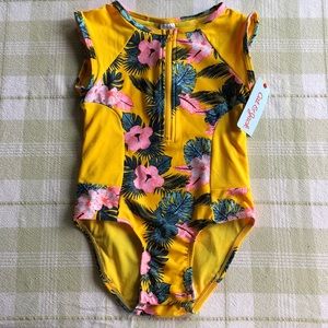 NWT Cat & Jack zip front one piece swimsuit